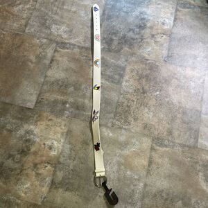 vintage y2k white faux leather nobo belt with embroidered designs